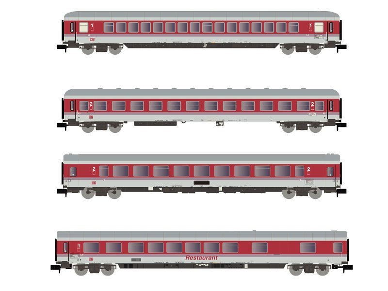 Arnold Personenwagen-Set DB AG InterCity 4-teilig >rot / weiß , Epoche V HN4360