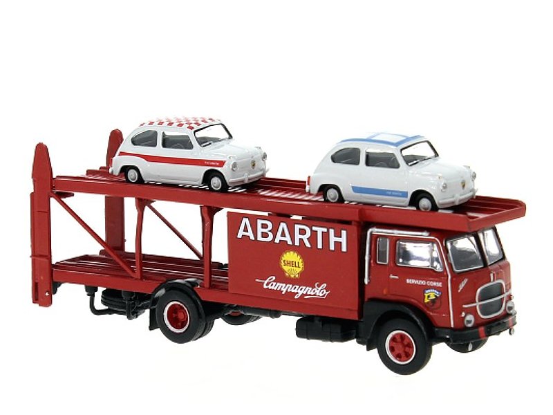 Brekina Fiat 642 Renntransporter Abarth mit Fiat 500 58479