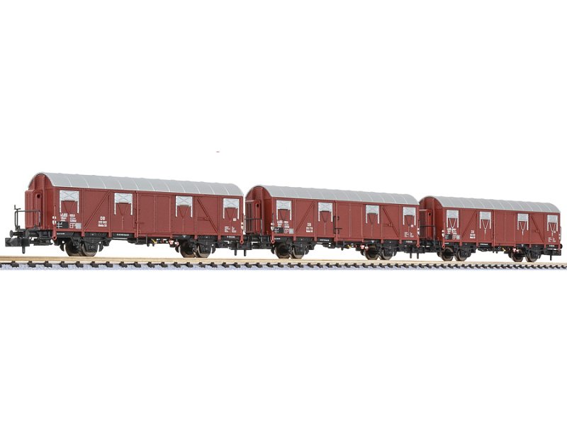 Liliput Set gedeckte Güterwagen Bauart Glmhs 50 mit Bremserhaus DB Ep. III L260130