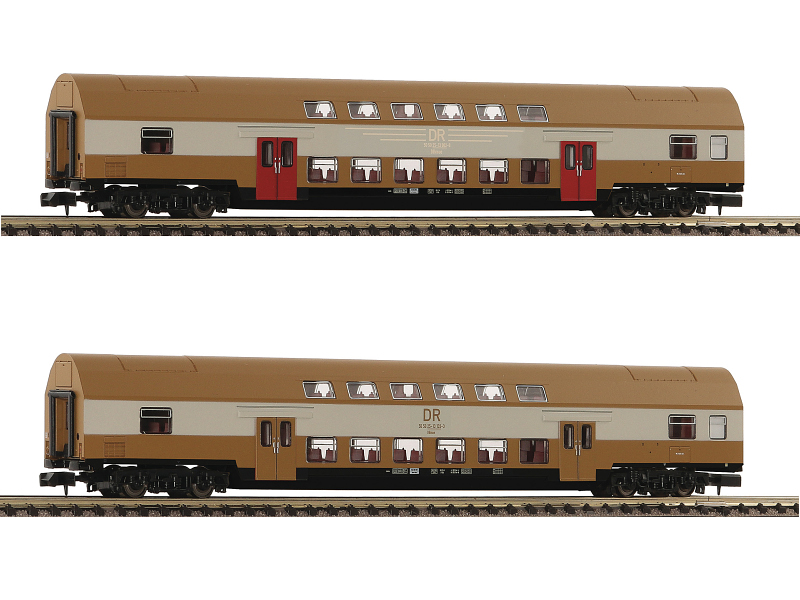 Fleischmann N Doppelstockwagen-Set DR 2-teilig Gattung DBmue „Senf“-Farbton 6260075
