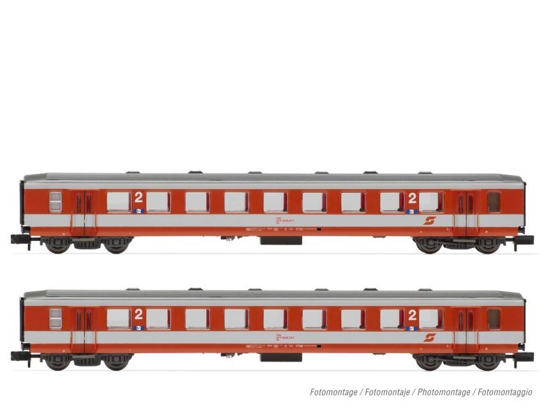 Arnold Reisezugwagen Set ÖBB Schlieren Schlierenwagen 2. Klasse rot grau 2-teilig HN4372