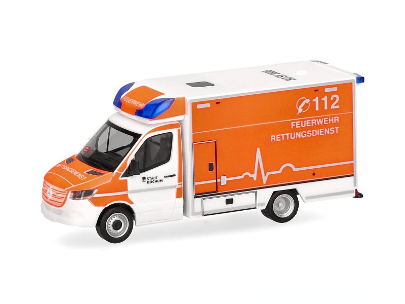 Herpa H0 Mercedes Benz MB Sprinter `18 Fahrtec RTW RTW Feuerwehr Bochum 097116