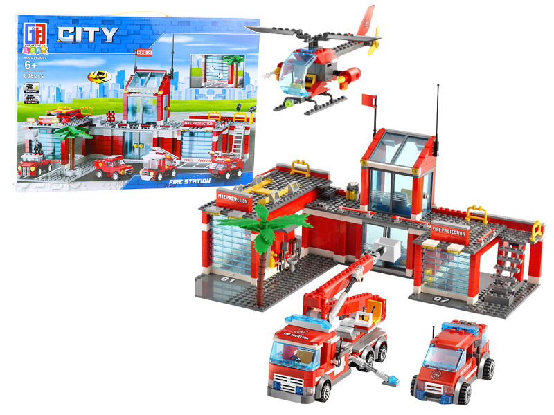 Lean Toys Bausteineset Feuerwehr Basis mit Zubehör 808 Teile 23555