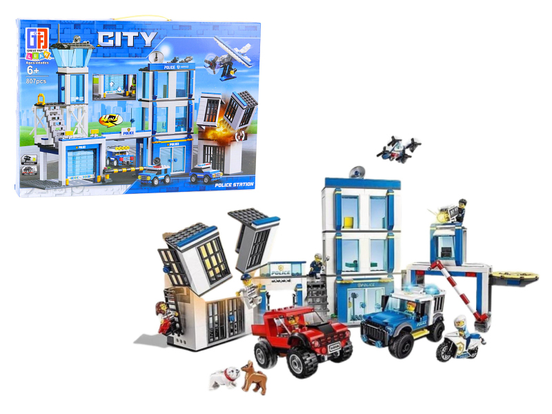 Lean Toys Bausteineset Polizei Basis mit Zubehör 807 Teile 23558