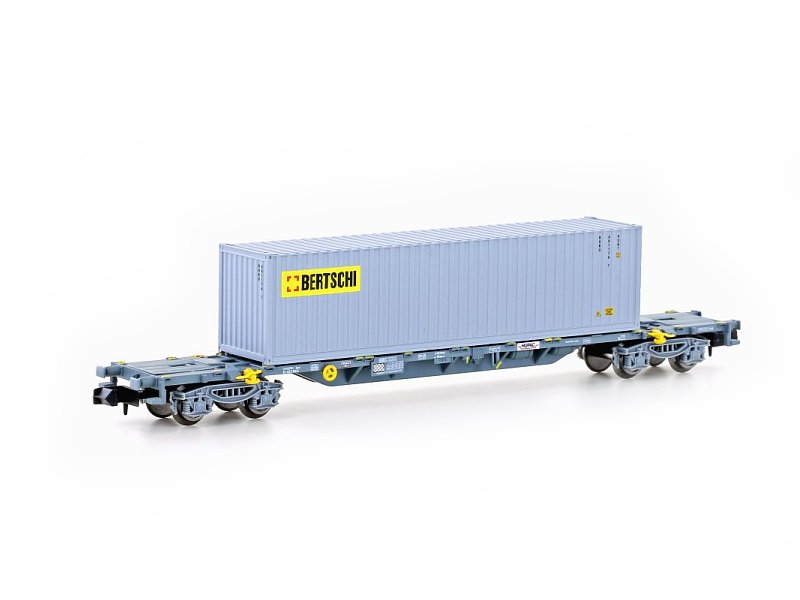 MF Train Güterwagen HUPAC / CH  4-achs. Container-Tragwagen mit Container MF 33445