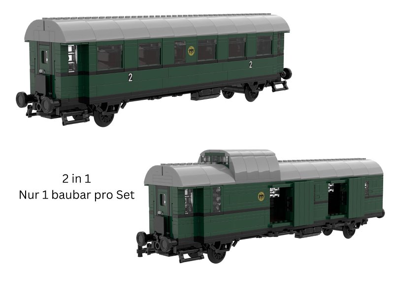 Stone Heap Bausteineset Personen- / Gepäckwagen (2 in 1) 984 Teile SH-3006